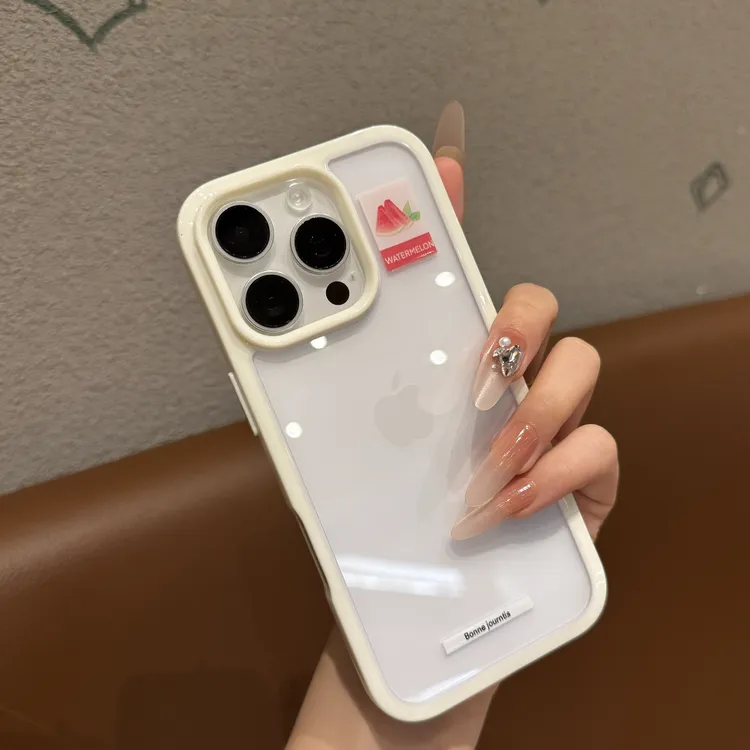 简约水果标签适用苹果16promax手机壳创意iPhone15透明14小众13女