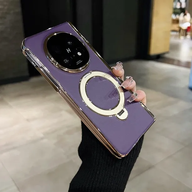 OPPO FindN5手机壳高端商务轻奢磁吸充电N5超薄电镀360度旋转支架