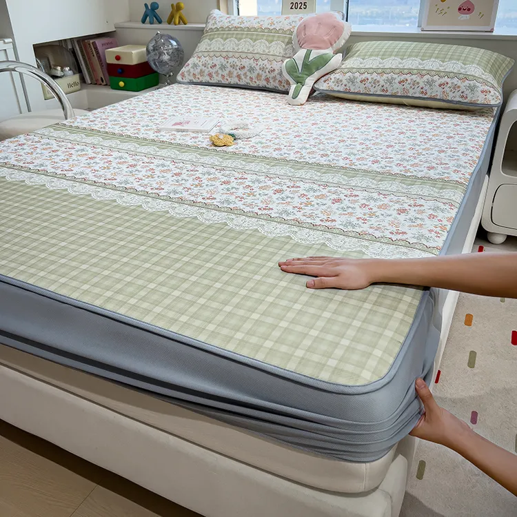 母婴可机洗凉席凉感冰丝100%冰丝夏天专用床笠款夏季单人学生宿舍