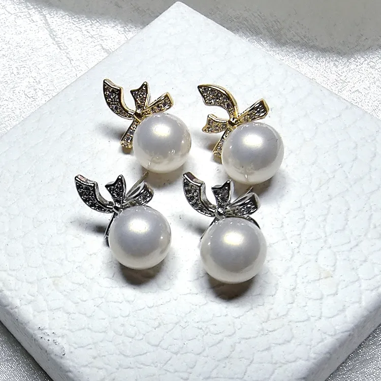 铜合金仿珍珠耳饰 欧美风几何白色日韩简约风女耳钉轻奢耳钩精致