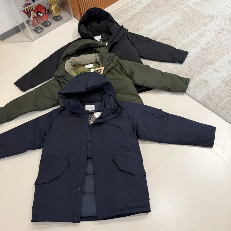 日系冬季户外狗太机能风中长款连帽羽绒服