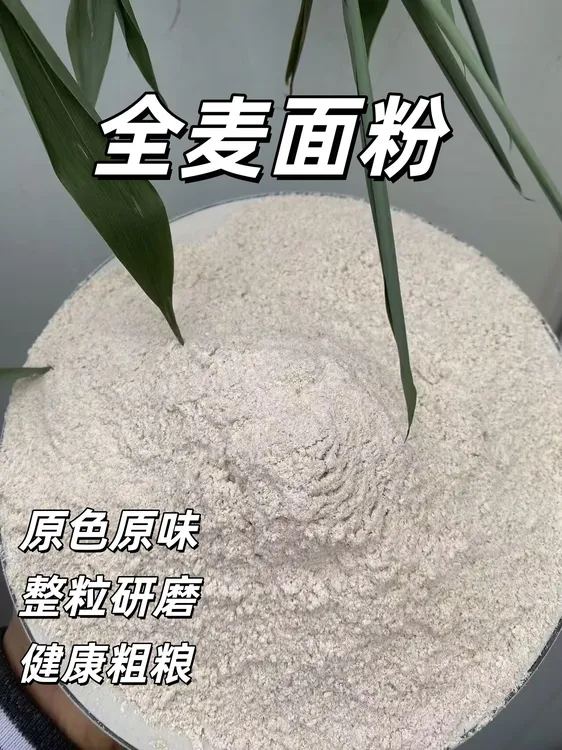 全麦粉   石磨全麦粉含有麸皮、胚芽、麦芯、整粒研磨健康粗粮（微黑）