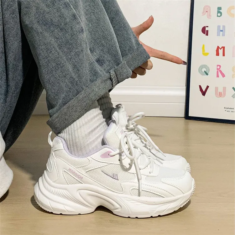 Warrior/回力透气小白鞋厚底超火老爹鞋2025春季超轻跑步鞋运动鞋