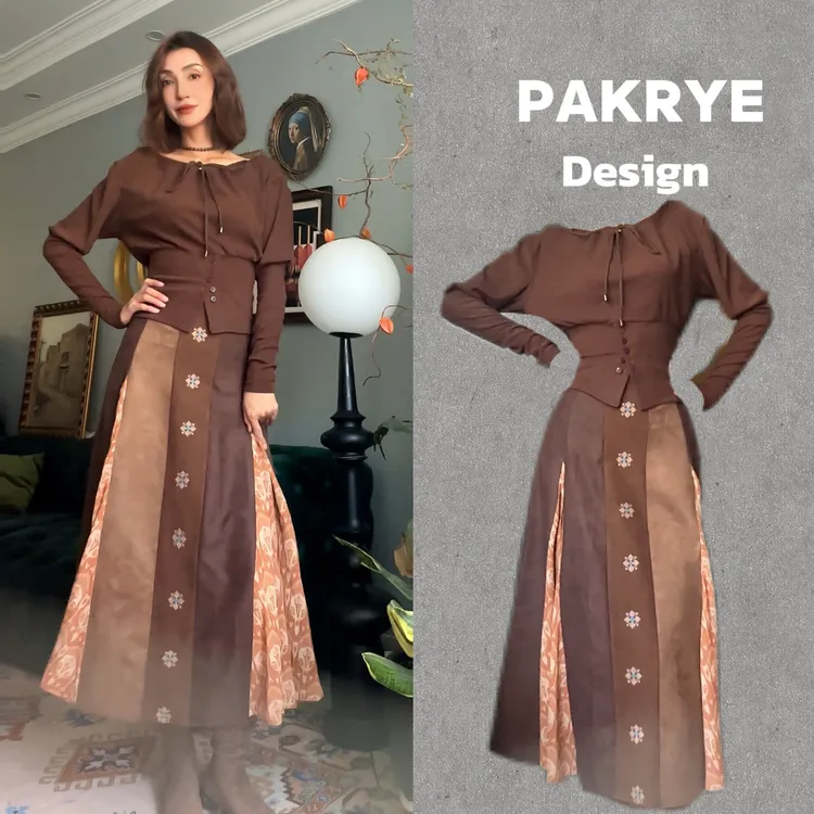 【PAKRYE】琥珀系秋季新款复古高级感沙漠原野风格半身裙女装套装