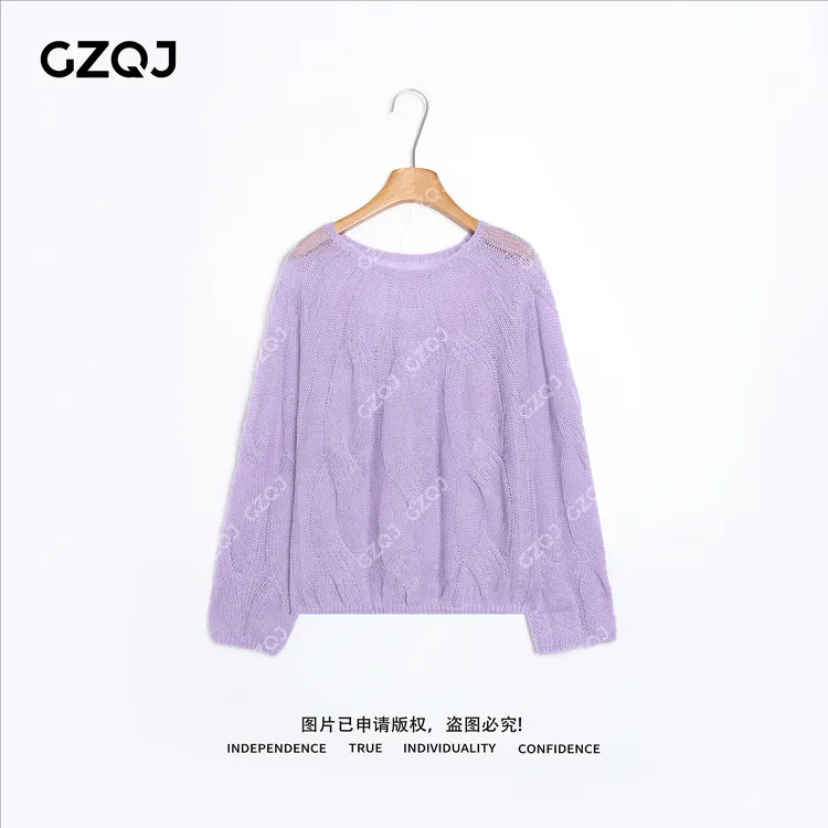 老琴私服【绞月】琥珀流光风马海毛绞花圆领针织衫毛衣女秋冬季7731