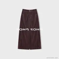 溶溶【雾蓝星野】RONGRONG 莱赛尔棉压线复古优雅开叉半身裙8857RR