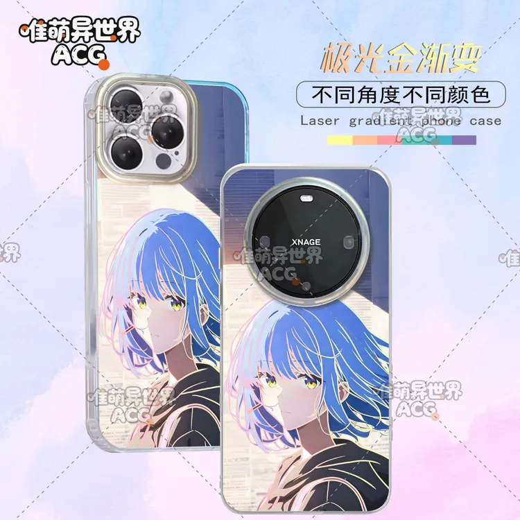 山田凉适用苹果华为vivo一加小米二次元动漫极光手机壳透明五条