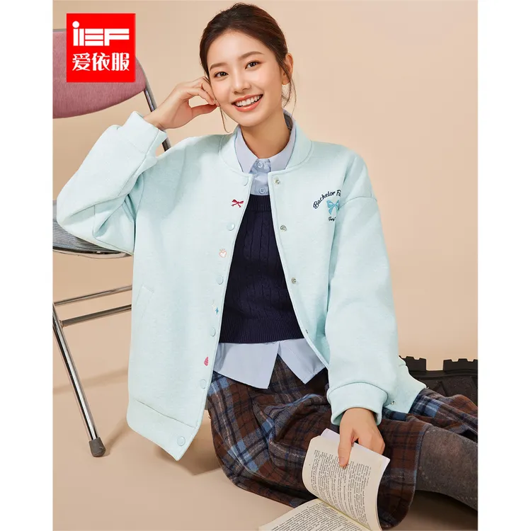 IEF/爱依服2025冬季新款美式时尚休闲运动风设计感加绒棒球服外套
