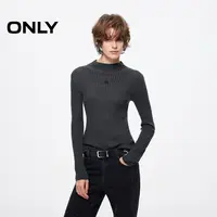 ONLY2025秋季新款半高领字母刺绣修身长袖针织衫女|125424013