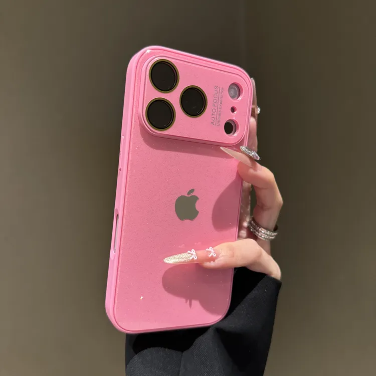 纯色闪粉侧边软胶适用苹果17promax手机壳iPhone16简约15防摔14女