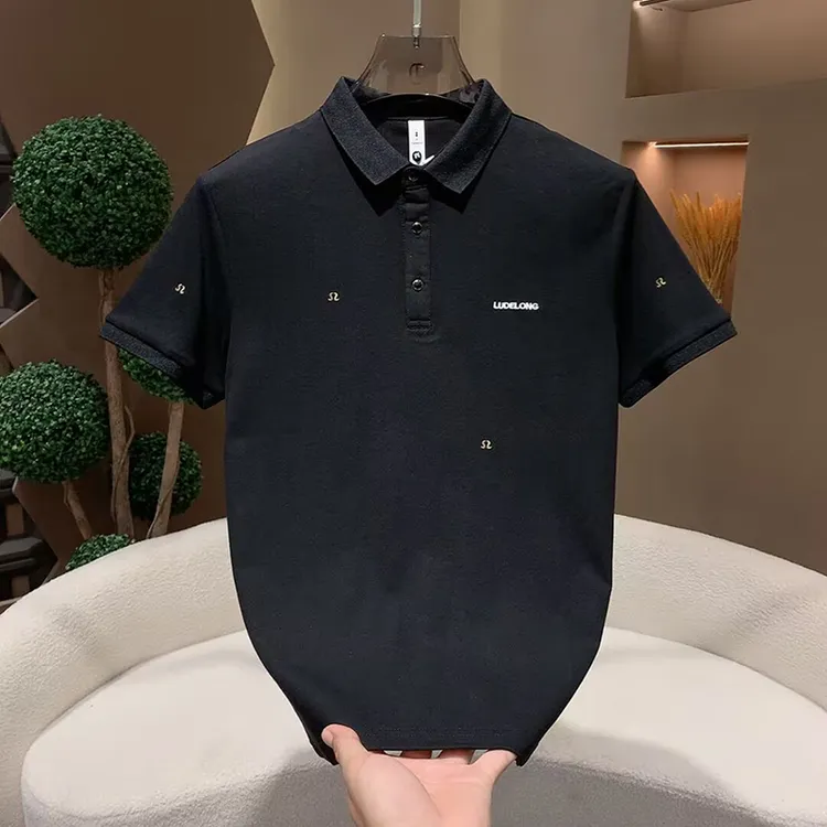 2025夏季新款潮牌修身翻领Polo衫男士时尚轻奢百搭男装休闲体恤衫