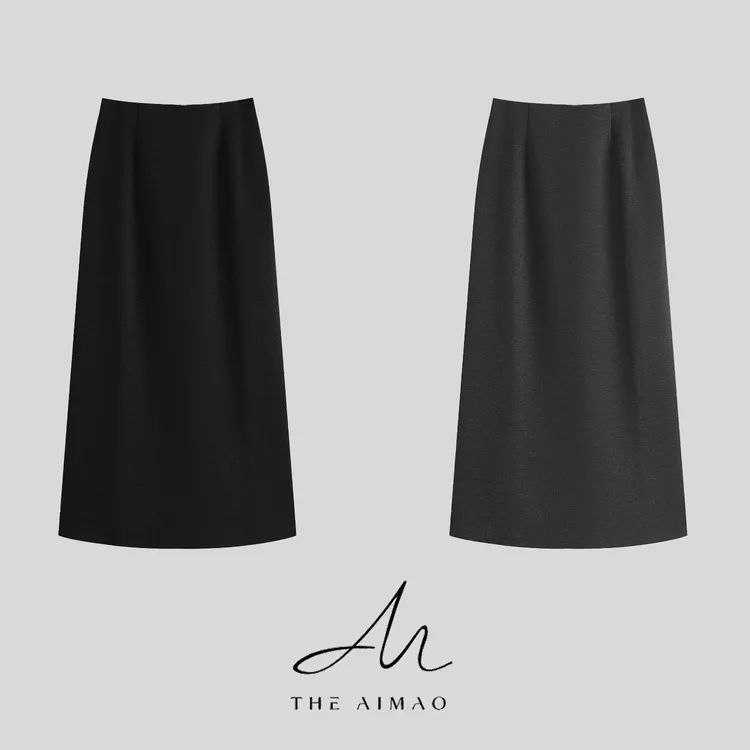 【THE AIMAO】“纸片裙”醋酸羊绒真丝混纺松紧显瘦半身裙XYX82771