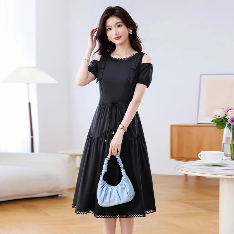 高端气质广州十三行小个子洋气减龄连衣裙子女夏季轻奢高级感妈妈