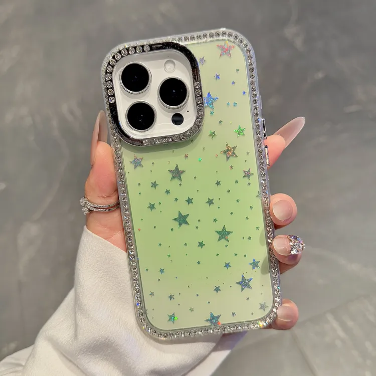 ins钻边星芒适用苹果16promax手机壳iPhone13/14/15pro女款保护套