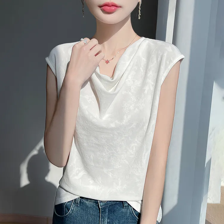 品牌休闲风无袖夏季夏季百搭荡领背心设计感时尚气质