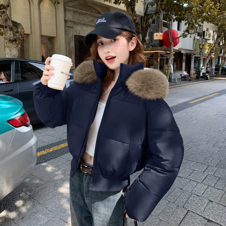 棉服女短款冬2025新款宽松ins韩版加厚学生面包服大毛领棉衣外套