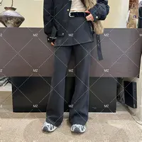 【格子家】冬季加绒厚款设计感屁帘裤加腰带B551