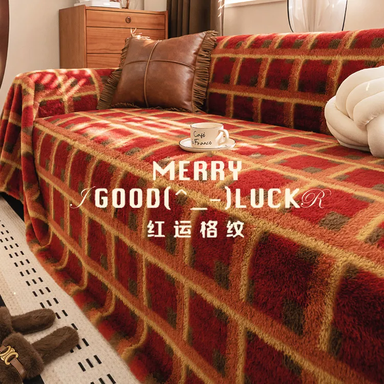 麦颜圣诞节装饰布置沙发盖布冬季一整张全盖套罩2025新款喜庆盖毯