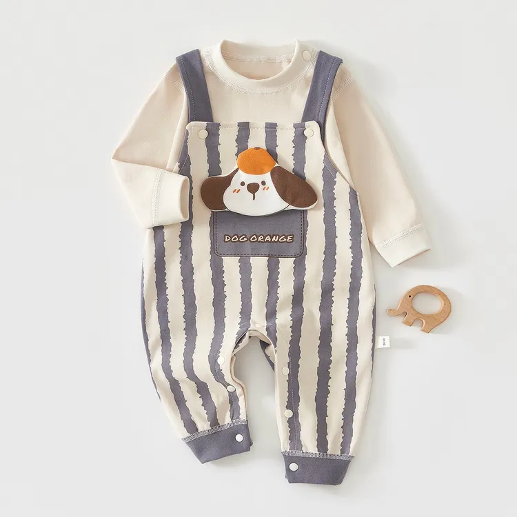 婴幼儿连体衣外出服背带裤套装男宝宝女宝宝两件套儿童洋气外出服