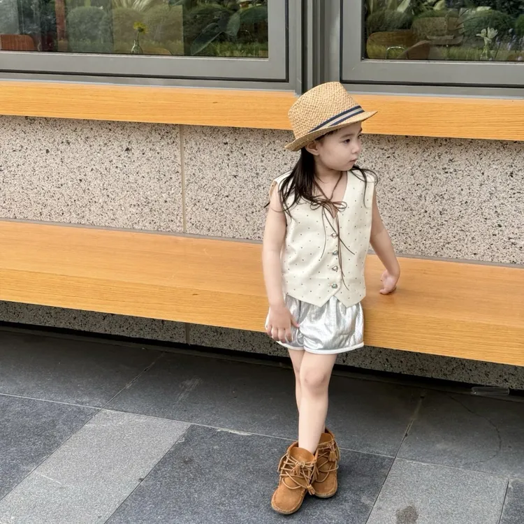 壹妈童装韩版女童时髦洋气套装2025夏装新款儿童背心上衣马甲短裤