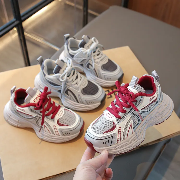 儿童透气网面老爹鞋2025春秋新款女童软底百搭运动鞋男童休闲鞋潮