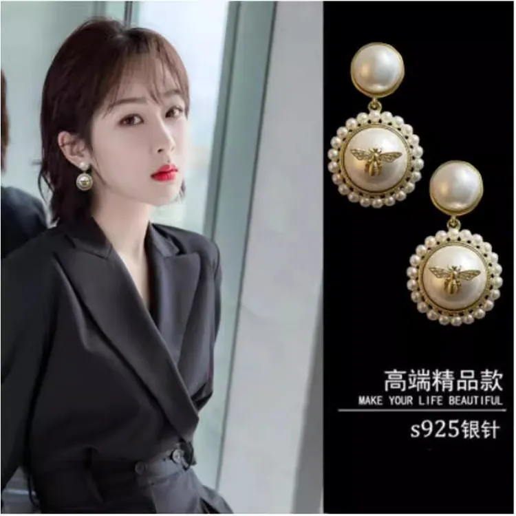 铜合金耳饰 女简约通用小众日韩复古素款小香风气质百搭耳坠耳饰