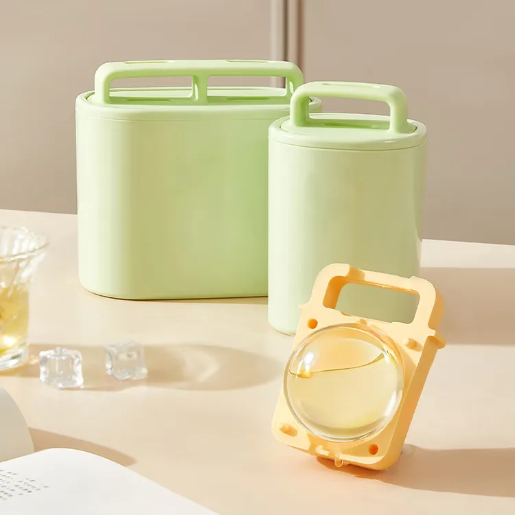 简约大颗冰球模具无气泡双格冰球收纳盒透明威士忌圆球冰块爽夏日