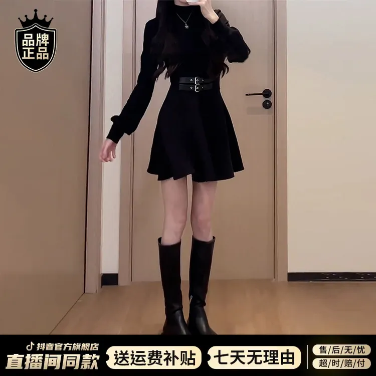 法式黑色内搭连衣裙子女春夏季2025新款小个子轻奢裙深初春穿搭