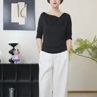 【U.M】谧肩进口醋酯纤维醋酸长袖T恤舒适显瘦