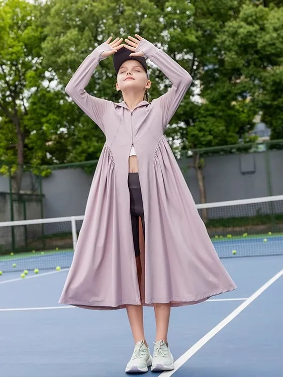 女童防晒衣夏季2025新款冰丝儿童轻薄外套透气长款宝宝空调服洋气