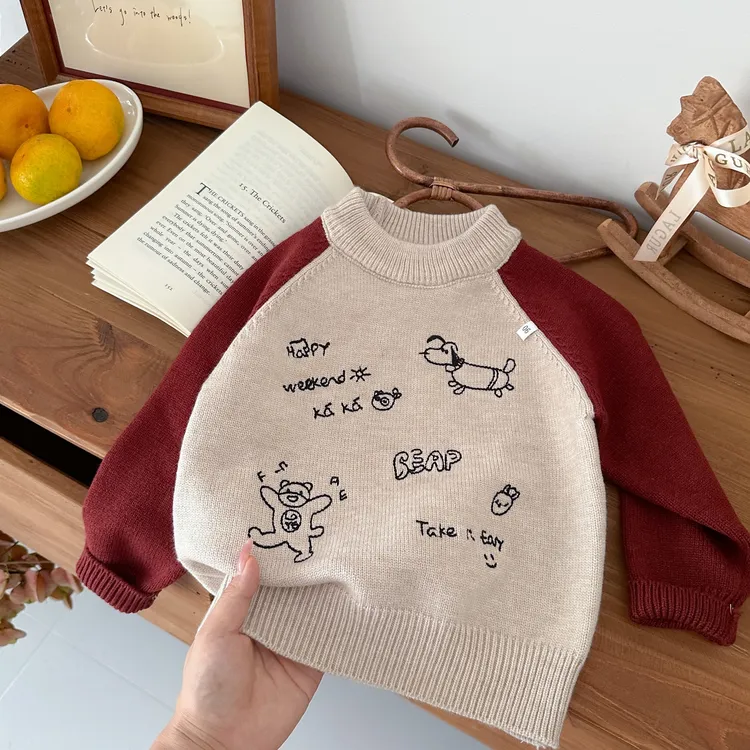 宝宝毛衣秋冬2025男女童卡通动漫加厚针织衫小童洋气极简风毛线衣