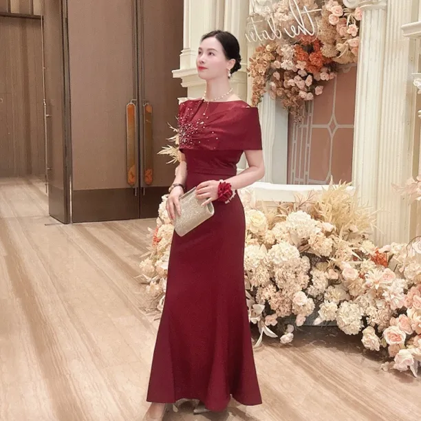 喜妃琳2006喜婆婆喜妈妈婚宴装重工订钻鱼尾修身显瘦宴会酒会礼服