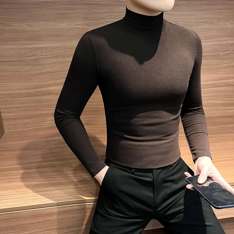 半高领打底衫男士春秋款2026新款潮牌男装高级感内搭长袖T恤男款