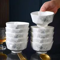 【10只装】白玉倾城之恋4.5英寸高颜值新骨瓷米饭碗釉下彩加厚饭碗