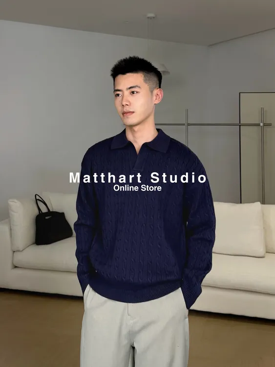Matthart 秋冬莫代尔抗起球针织海鸥领毛衣衫