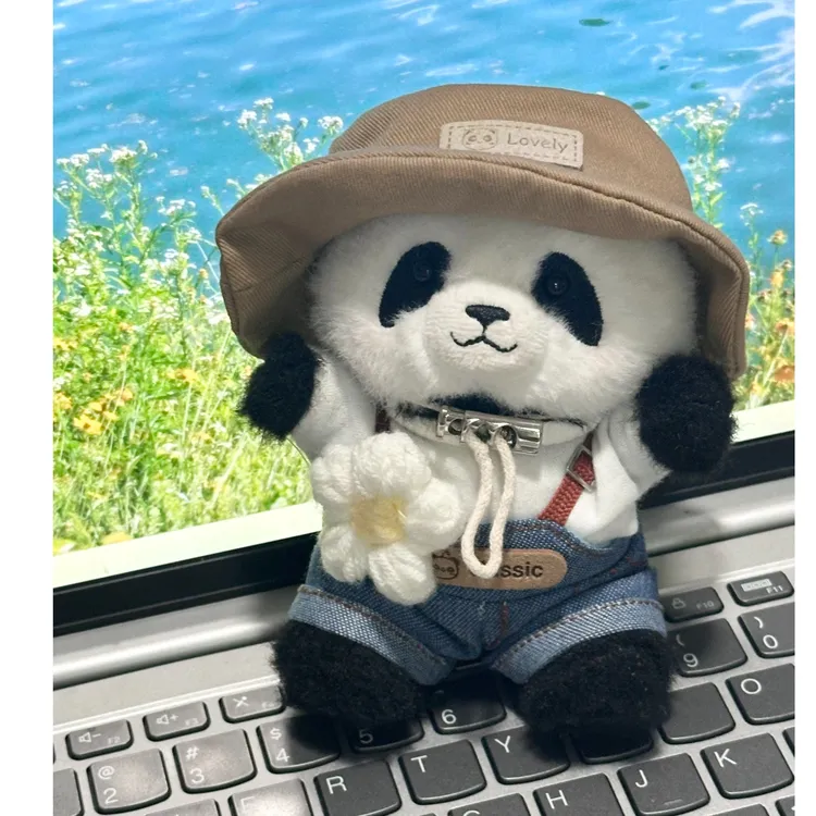 蜀龙博【带骨架熊猫花花】带衣服毛绒玩偶百搭挂件