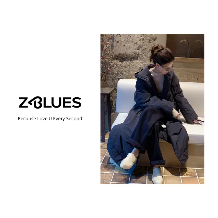 Z.blues【韩式文艺】冬季系带中长款连帽白鹅绒羽绒服YZXGW027