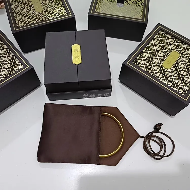 首饰盒/箱 咖色传承古法金手镯盒礼品盒佛珠串吊坠挂件收纳包装盒