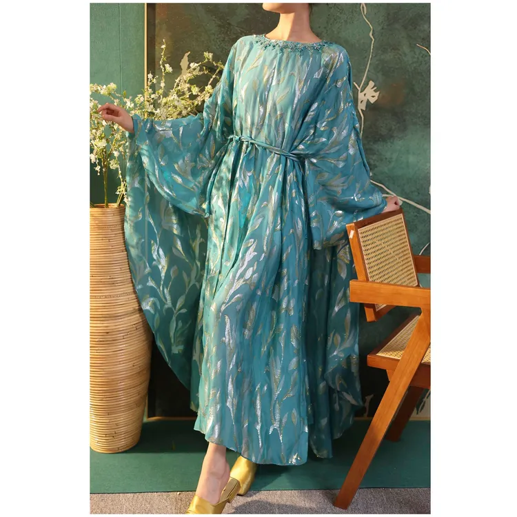 【李小姐ly】设计师高定春夏新款仙气金片剪花领钉珠腰带连衣裙