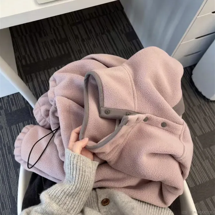 秋冬加厚保暖摇粒绒高领卫衣女2025新款宽松百搭长袖套头上衣ins