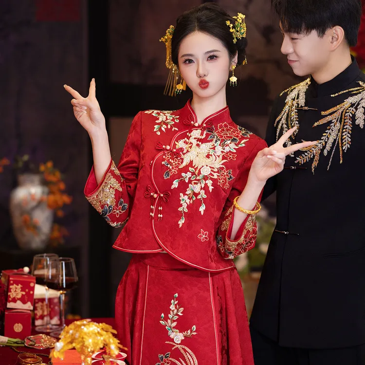 新娘秀禾服婚服2025新款结婚敬酒服新中式嫁衣出阁服高级感秋冬季