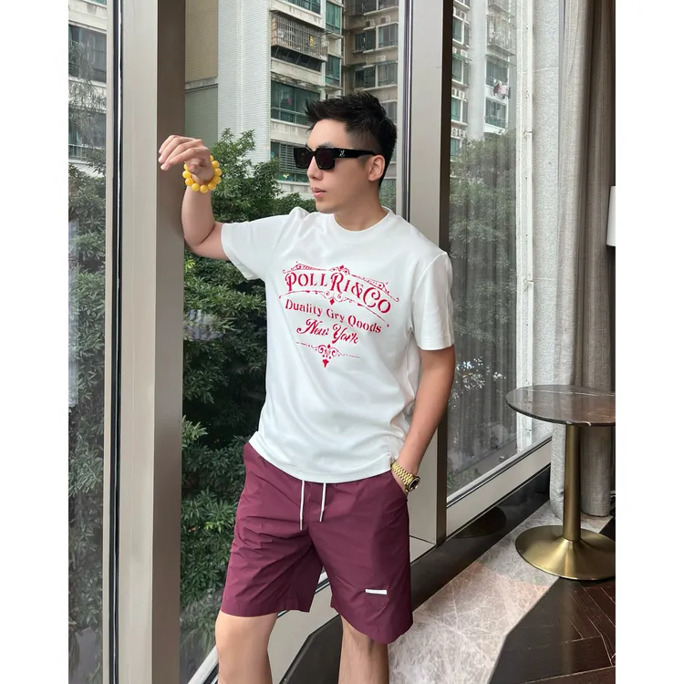 【纽约Polo】夏日清爽老钱立体植绒情侣半袖男士短袖T恤WXWG K321