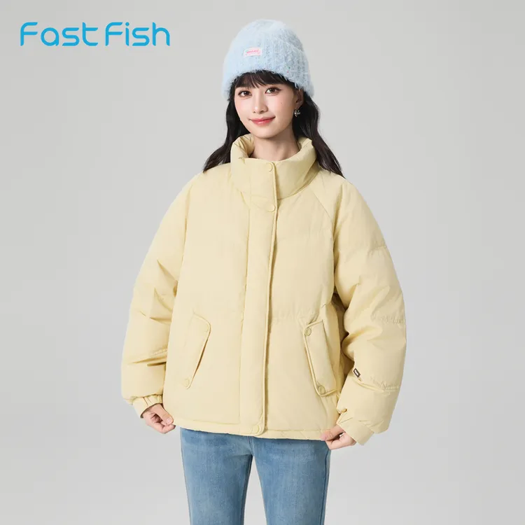 快鱼防风厚实不臃肿女士羽绒服2025年冬新款立领休闲百搭短款外套