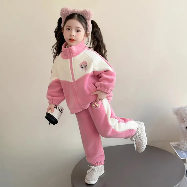 女童套装秋冬季2025新款儿童冬装加绒加厚运动小女孩宝宝洋气时髦