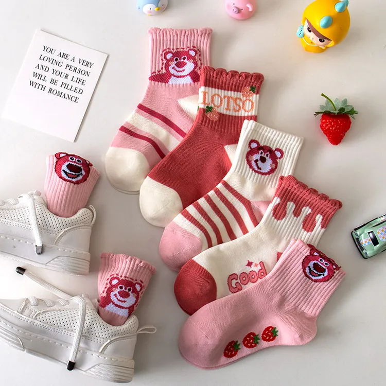 女童袜子秋款儿童袜子中筒袜春秋季女孩宝宝花边秋冬上学运动袜tq