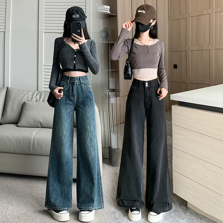 小个子定制款街头风牛仔显瘦百搭日常女2025早秋显高高腰韩版裤子