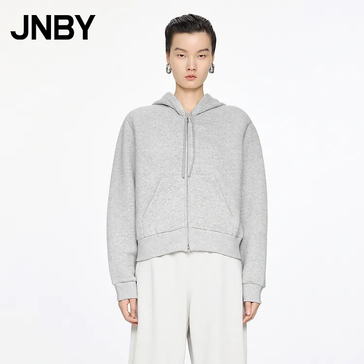 JNBY/江南布衣秋冬加绒卫衣开衫含羊毛短款运动风简约5O0411470
