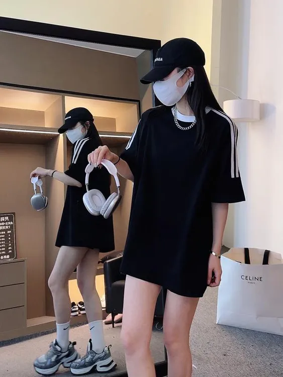 立体裁剪遮肉显瘦夏季t恤男女时尚休闲百搭宽松圆领半袖潮流ins