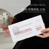 淡颜玫瑰猫眼甲油胶套装2025年新款裸色玻璃珠冰透爆闪美甲店专用