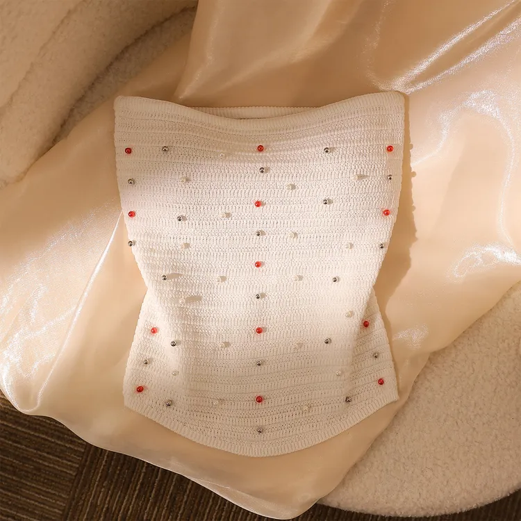 白色钉珠抹胸吊带背心女内搭设计感小众性感修身辣妹打底裹胸上衣